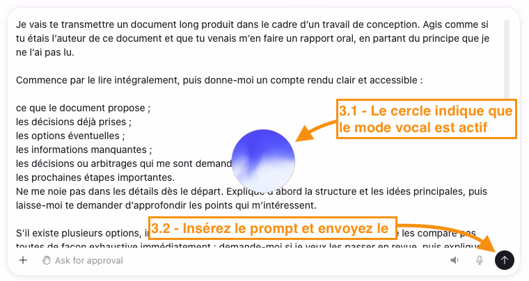 Prompt inséré dans la conversation vocale